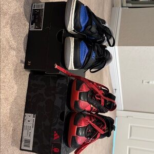 2 Big Kids Size 7 basketball shoes Air Jordan Legacy, Bape Dame9 great used cond